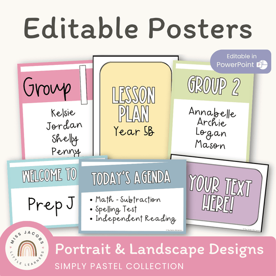 Editable Classroom Posters | PASTELS