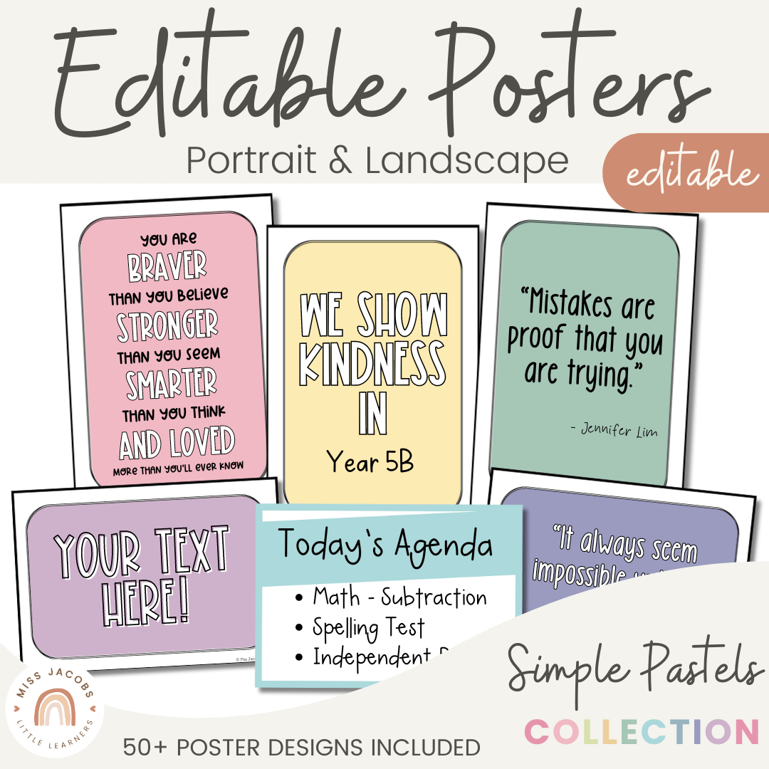 Editable Classroom Posters | PASTELS - Miss Jacobs Little Learners