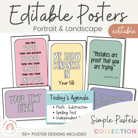 Editable Classroom Posters | PASTELS - Miss Jacobs Little Learners