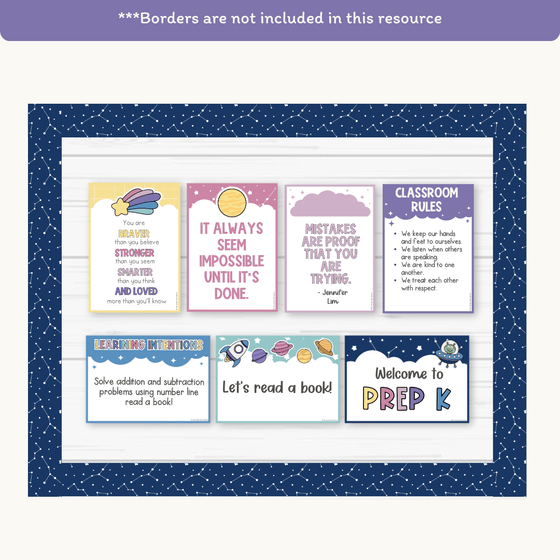Editable Classroom Posters Template - Dreamy Space Decor - Miss Jacobs Little Learners
