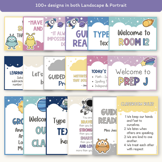 Editable Classroom Posters Template - Dreamy Space Decor - Miss Jacobs Little Learners