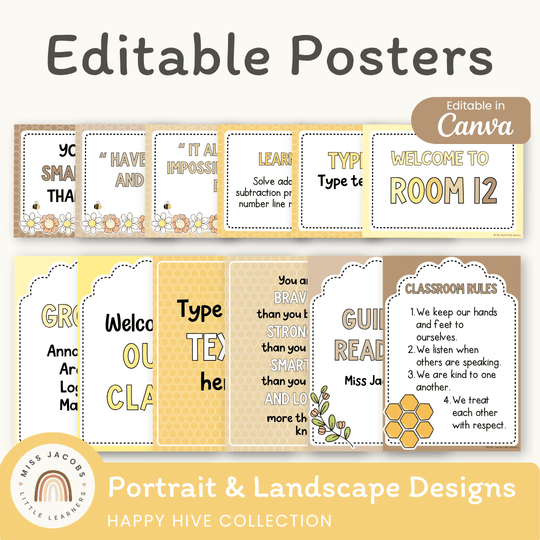 Editable Classroom Posters Template - Happy Hive Decor