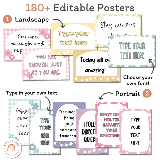 Editable & Customizable Classroom Posters | Daisy Gingham Pastels Classroom Decor - Miss Jacobs Little Learners