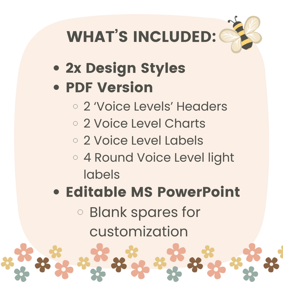 Editable Voice Levels Display | Push Light Noise Levels | Daisy Gingham Neutrals - Miss Jacobs Little Learners