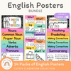 English Posters Reading and Writing Bundle - Cutesy Classroom Theme - Miss Jacobs Little Learners