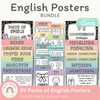 English Posters Reading and Writing Bundle - Cutesy Pastel Classroom Decor - Miss Jacobs Little Learners