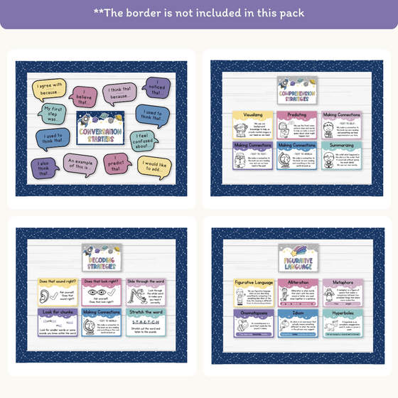 English Posters Reading and Writing Bundle - Dreamy Space Theme - Miss Jacobs Little Learners
