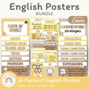English Posters Reading and Writing Bundle - Happy Hive Classroom Decor - Miss Jacobs Little Learners