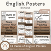 English Posters Reading and Writing Bundle - Neutrals Theme - Miss Jacobs Little Learners