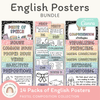 English Posters Reading and Writing Bundle - Pastel Composition Notebook Decor - Miss Jacobs Little Learners