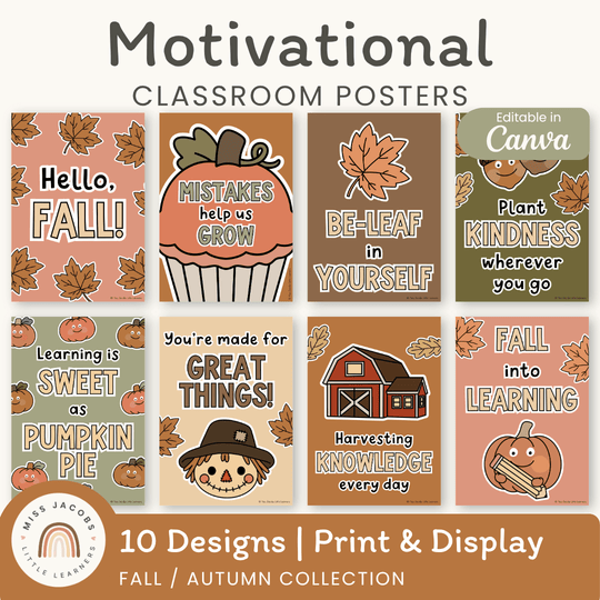 Fall Classroom Posters Bulletin Board Decor