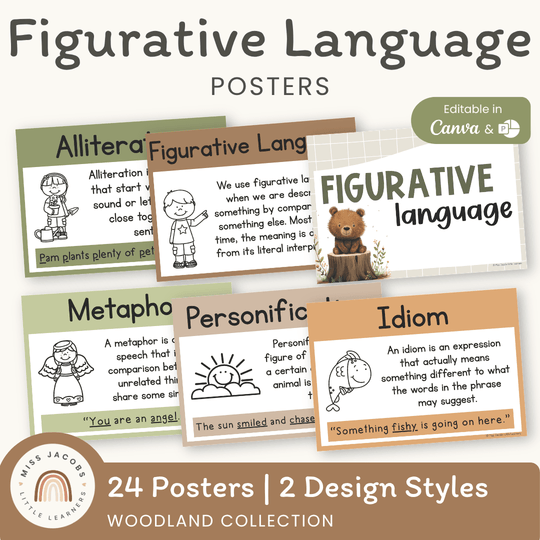 Figurative Language Anchor Chart - Woodland Classroom Decor