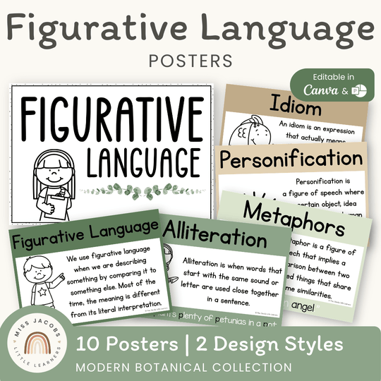 Figurative Language - Modern Botanical Classroom Decor