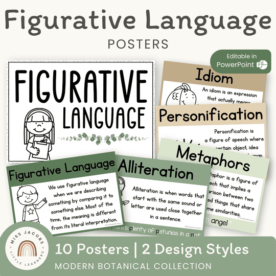 Figurative Language - Modern Botanical Classroom Decor