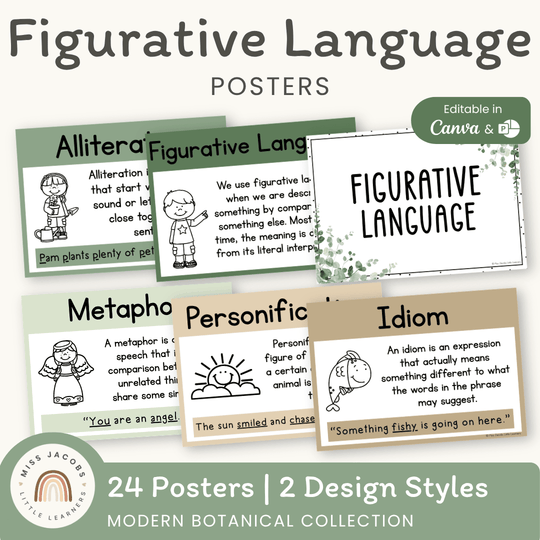 Figurative Language - Modern Botanical Classroom Decor