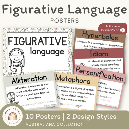 Figurative Language Posters - Australiana Classroom Decor