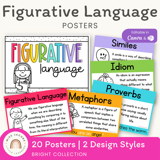 Figurative Language Posters - Bright Theme - Miss Jacobs Little Learners