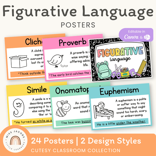 Figurative Language Posters - Cutesy Classroom Decor