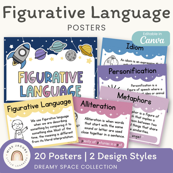 Figurative Language Posters - Dreamy Space Theme - Miss Jacobs Little Learners