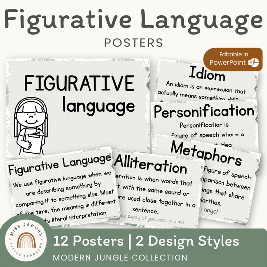 Figurative Language Posters - Modern Jungle Decor