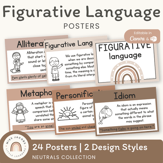 Figurative Language Posters - Neutrals English Decor