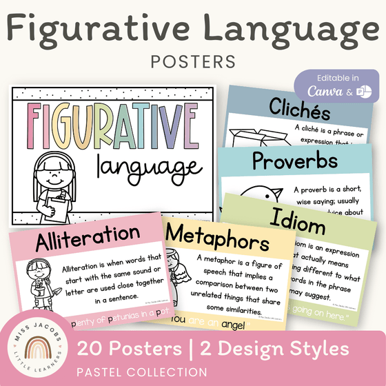 Figurative Language Posters - Pastel Theme - Miss Jacobs Little Learners