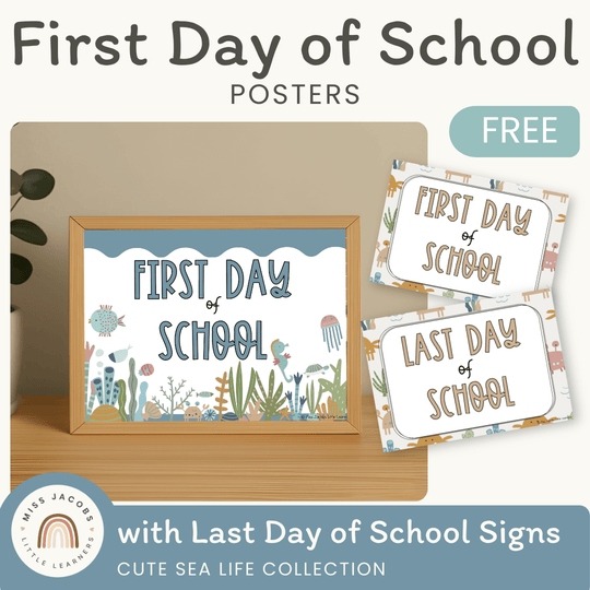 First Day of School Signs - Cute Sea Life Classroom Decor
