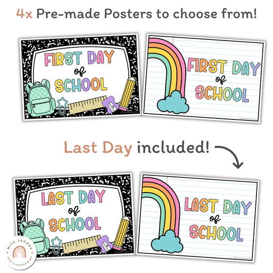 First Day of School Signs - Cutesy Classroom Decor - Miss Jacobs Little Learners