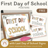 First Day of School Signs - Daisy Gingham Neutrals Decor - Miss Jacobs Little Learners