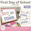 First Day of School Signs - Daisy Gingham Pastels Decor - Miss Jacobs Little Learners