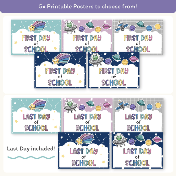 First Day of School Signs - Dreamy Space Theme Classroom Decor - Miss Jacobs Little Learners