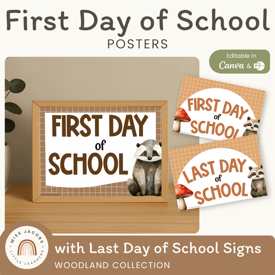 First Day of School Signs - Woodland Theme Classroom Decor