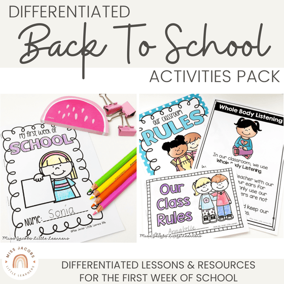 First Week Back to School - Lesson Ideas and Activities - Miss Jacobs Little Learners