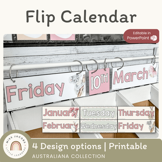 Flip Calendar - Australiana Classroom Decor