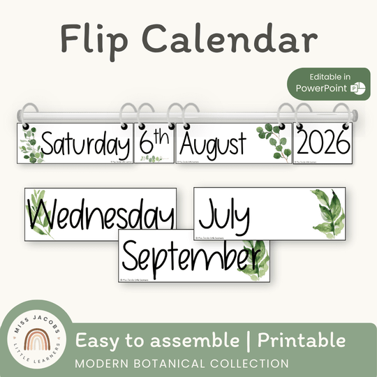 Flip Calendar - Botanical Classroom Decor