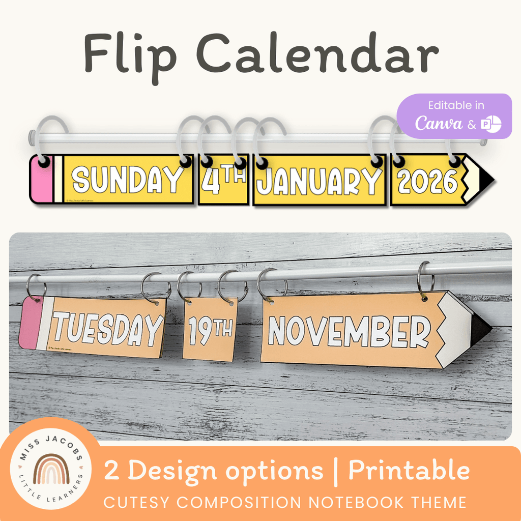 Flip Calendar - Cutesy Composition Notebook Decor – Miss Jacobs