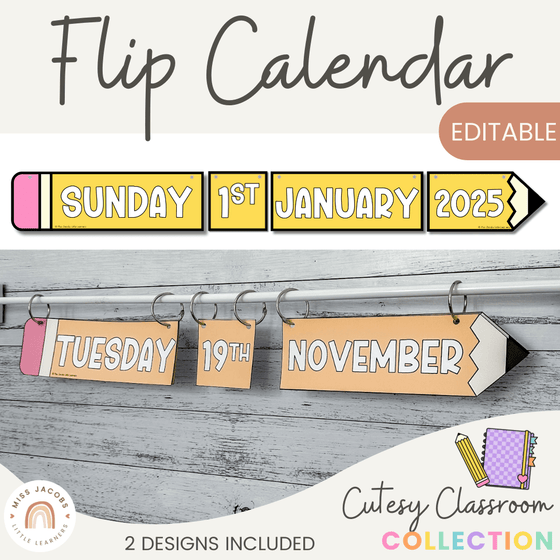 Flip Calendar - Cutesy Classroom Decor - Miss Jacobs Little Learners