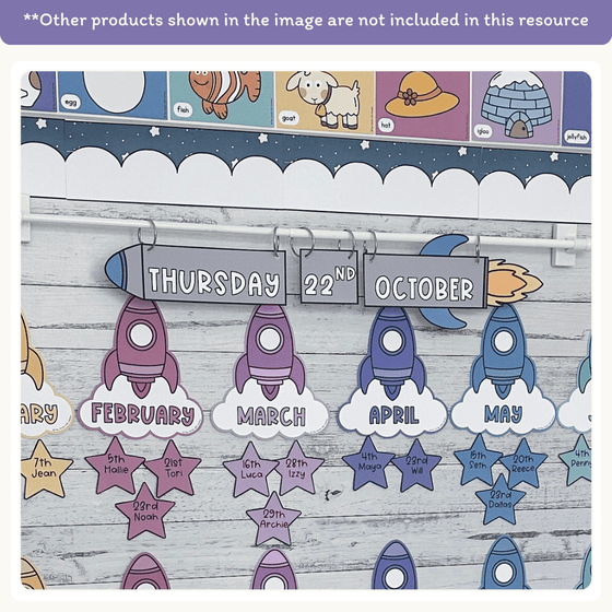 Flip Calendar - Dreamy Space Classroom Decor - Miss Jacobs Little Learners
