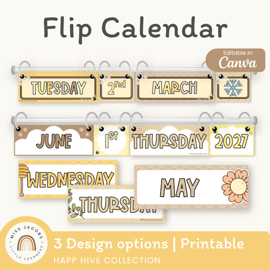 Flip Calendar - Happy Hive Classroom Decor