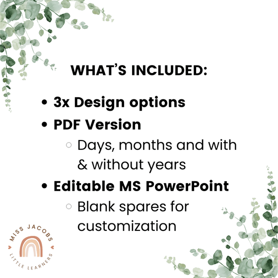 Flip Calendar - Modern Botanical Classroom Decor - Miss Jacobs Little Learners