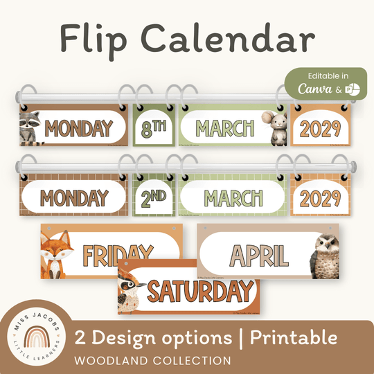 Flip Calendar - Woodland Theme Classroom Decor