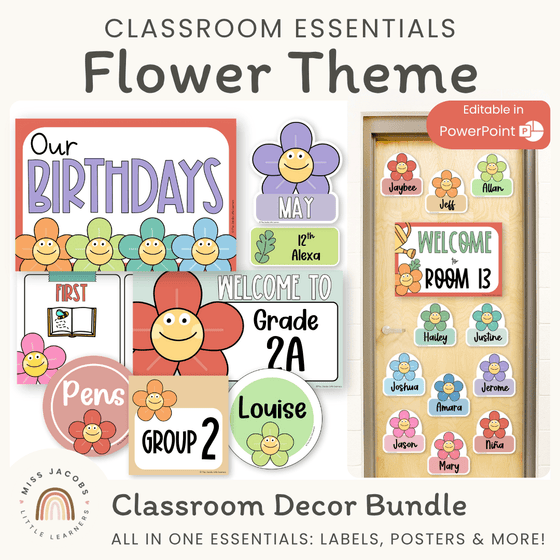 Flower Theme Classroom Essentials Decor Pack - Miss Jacobs Little Learners