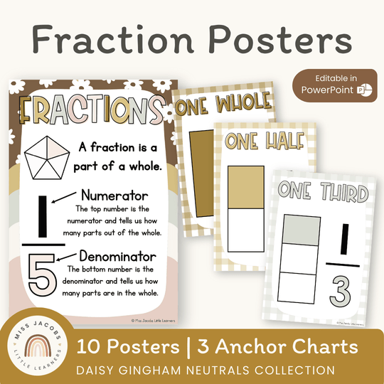 Fraction Anchor Charts - Daisy Gingham Neutrals Decor