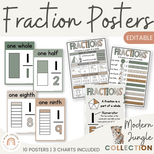 Fraction Anchor Charts - Modern Jungle Earthy Decor
