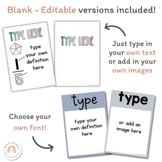 Fraction Posters & Anchor Charts | Modern Calm Colors Math Classroom Decor - Miss Jacobs Little Learners