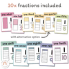 Fraction Posters & Anchor Charts | PASTELS | Muted Rainbow Classroom Decor - Miss Jacobs Little Learners