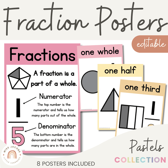 Fraction Posters | PASTELS - Miss Jacobs Little Learners