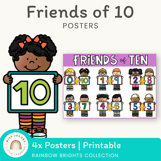 Friends of 10 | Rainbow Brights Classroom Decor