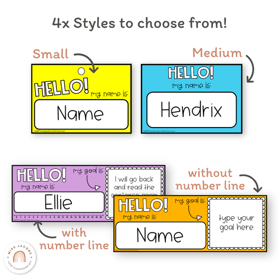 Goals Desk Mat and Name Tags | Rainbow Brights - Miss Jacobs Little Learners