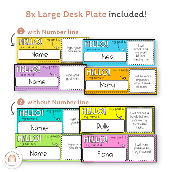 Goals Desk Mat and Name Tags | Rainbow Brights - Miss Jacobs Little Learners